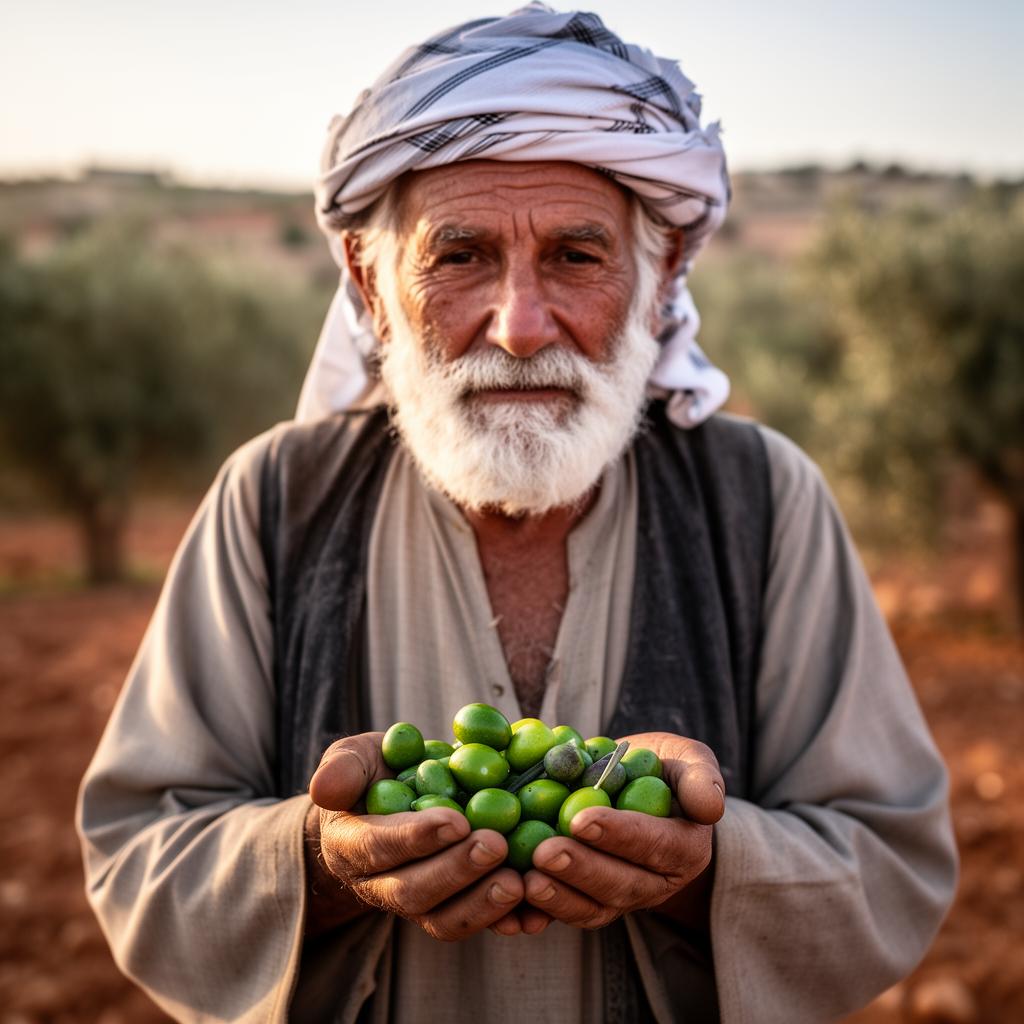 Farmer harvesting olives
